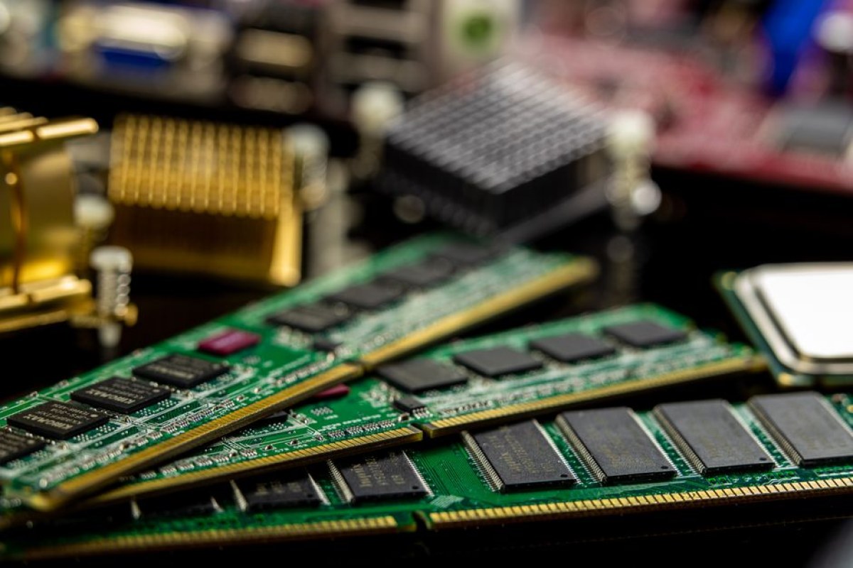 RAM memory chips on circuit board