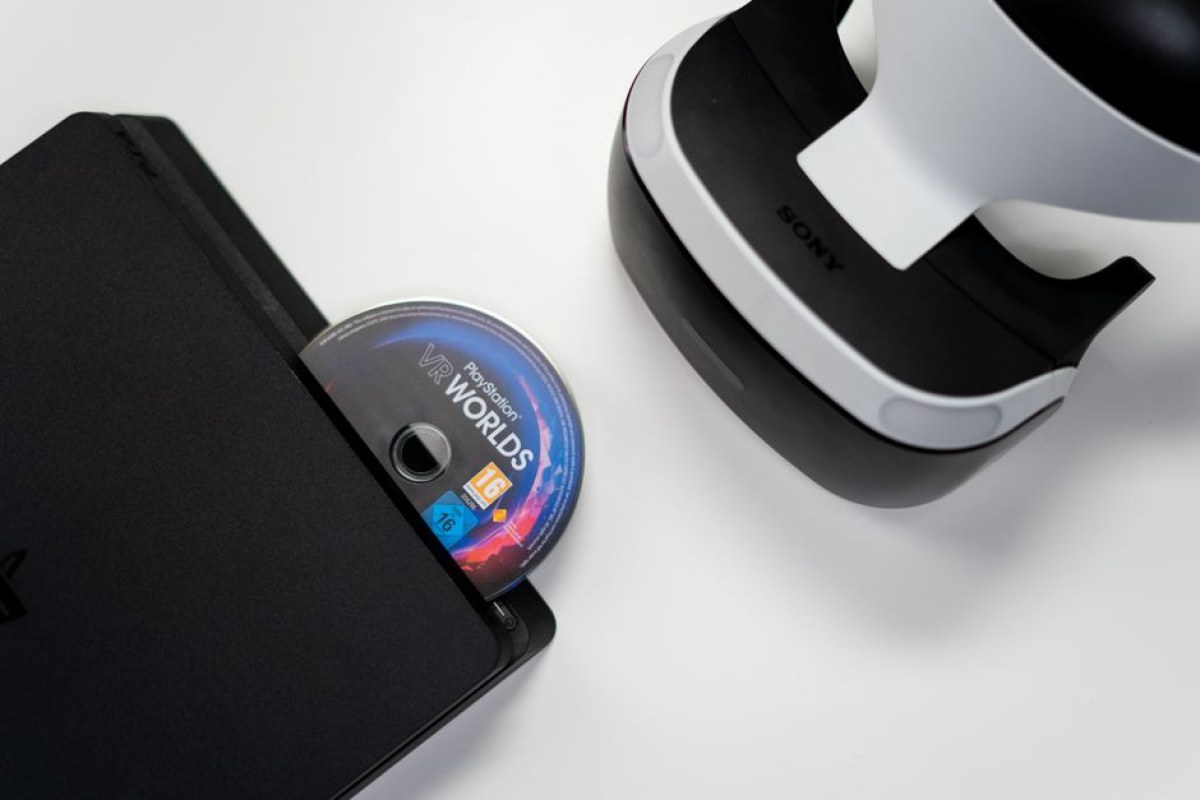 PlayStation console and game discs